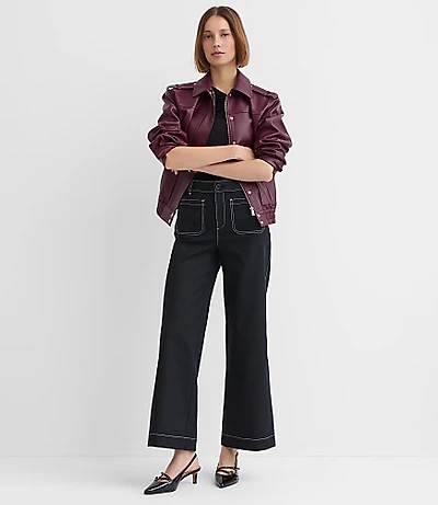 Petite Palmer Wide Leg Pants Pique