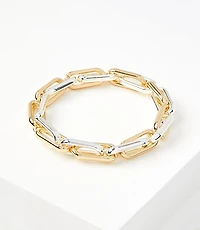 Mixed Metal Chain Link Stretch Bracelet