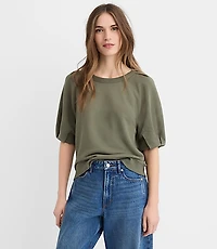 Petite Pleated Puff Sleeve Sweatshirt