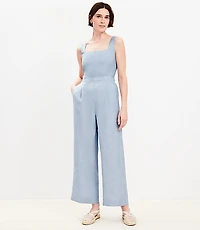 Linen Blend Square Neck Jumpsuit