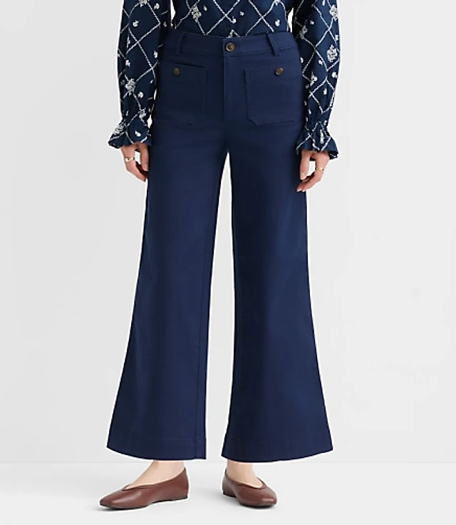 Curvy Palmer Wide Leg Crop Pants Twill
