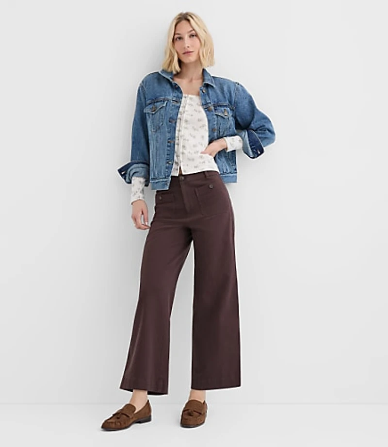Petite Palmer Wide Leg Crop Pants Twill