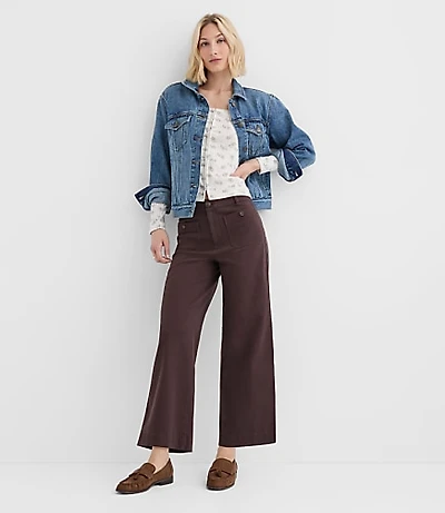 Petite Palmer Wide Leg Crop Pants Twill