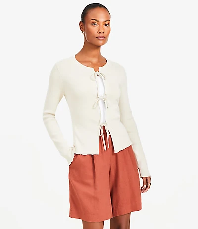 Ribbed Tie Cardigan