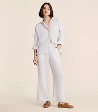 Petite Lou & Grey Striped Triple Cloth Wide Leg Pants