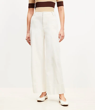 Curvy Seamed Palmer Wide Leg Crop Pants Twill