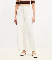 Curvy Seamed Palmer Wide Leg Crop Pants in Twill