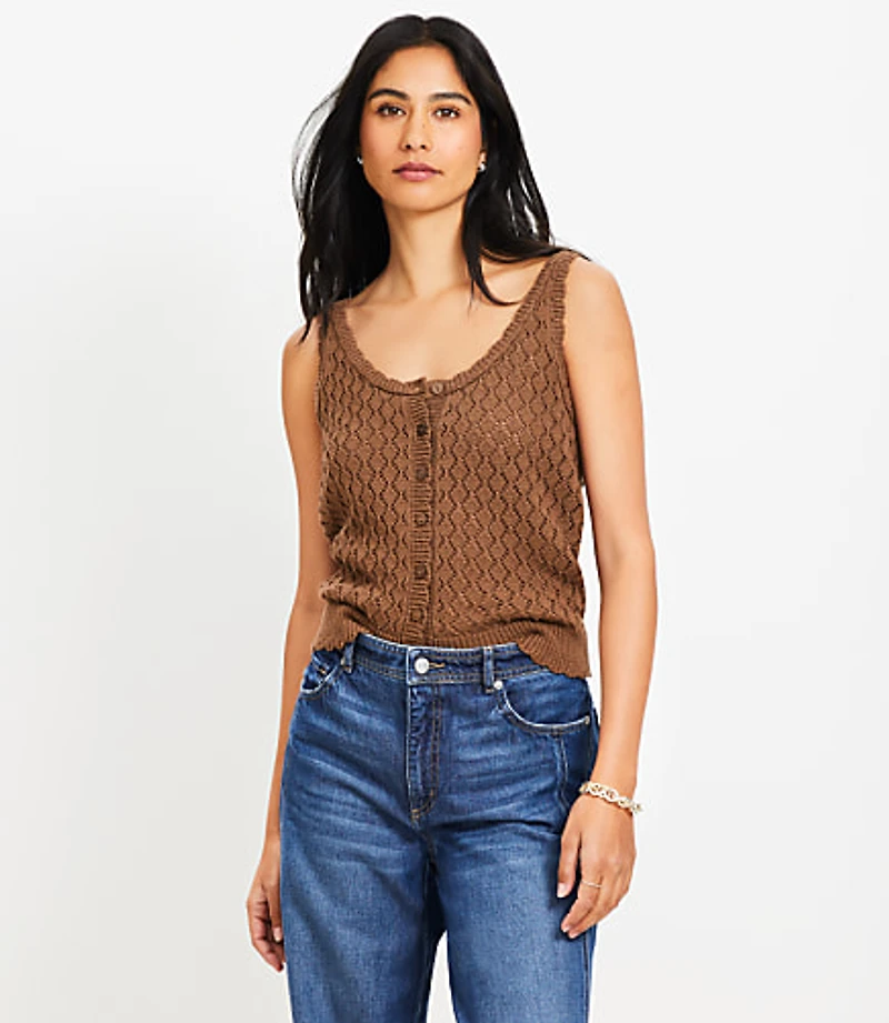Crochet Button Sweater Tank Top