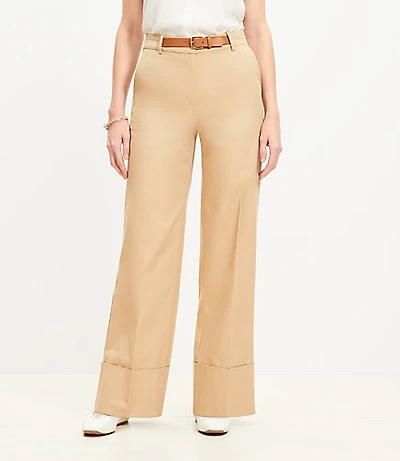 Curvy Faux Leather Belted Stovepipe Pants Twill