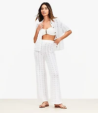LOFT Beach Pointelle Wide Leg Pants