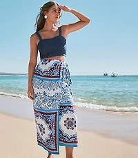 Tiled Wrap Midi Skirt