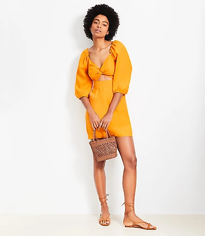 LOFT Beach Linen Cutout Mini Pocket Dress