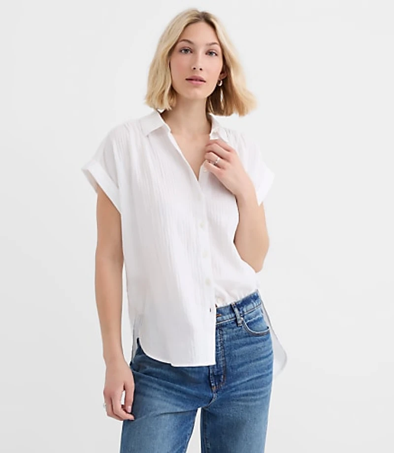 Petite Crinkle Dolman Shirt