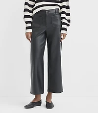 Petite Curvy Palmer Wide Leg Crop Pants in Faux Leather