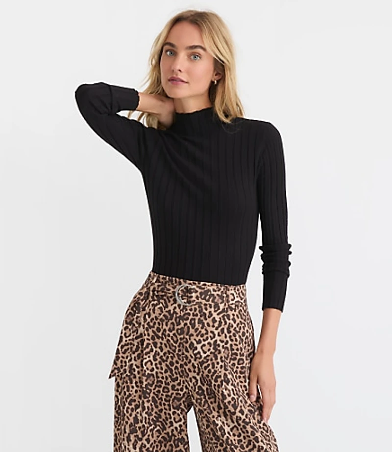 Petite Ribbed Mock Neck Sweater