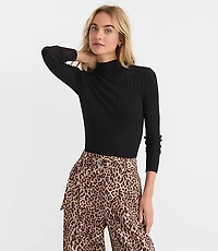 Petite Ribbed Mock Neck Sweater