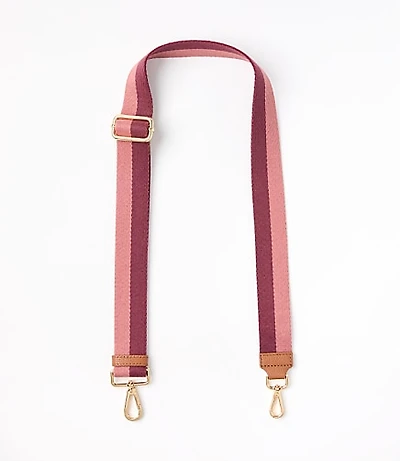 Striped Leather Trim Bag Strap