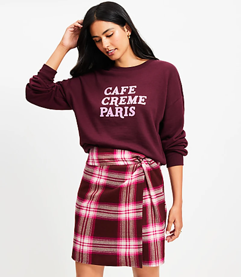 Petite Plaid Twist Sarong Mini Skirt