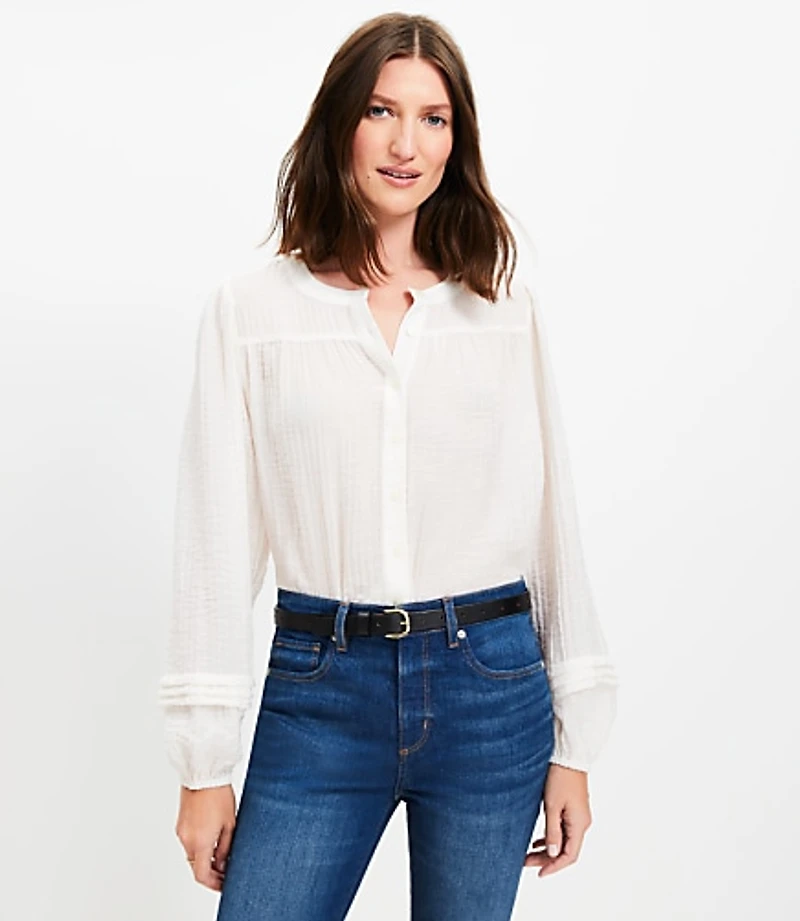 Pleated Sleeve Blouse