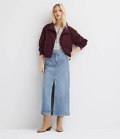 Refined Denim Midi Skirt Classic Mid Indigo