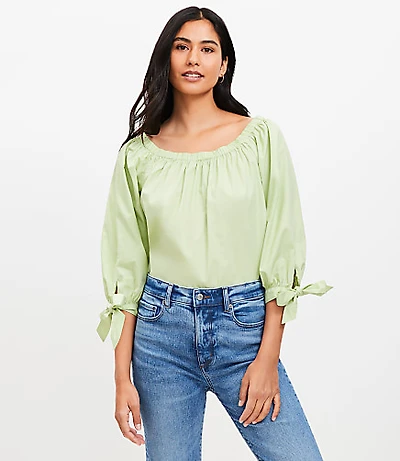 Tie Cuff Off The Shoulder Top