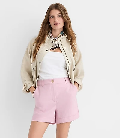 Cuffed Shorts Cotton Linen