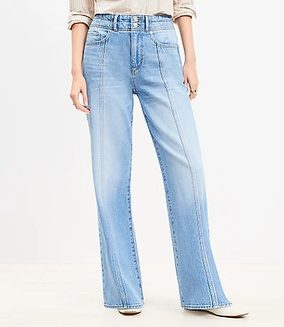 Petite Curvy Seamed Wide Leg Jeans in Bright Authentic Indigo