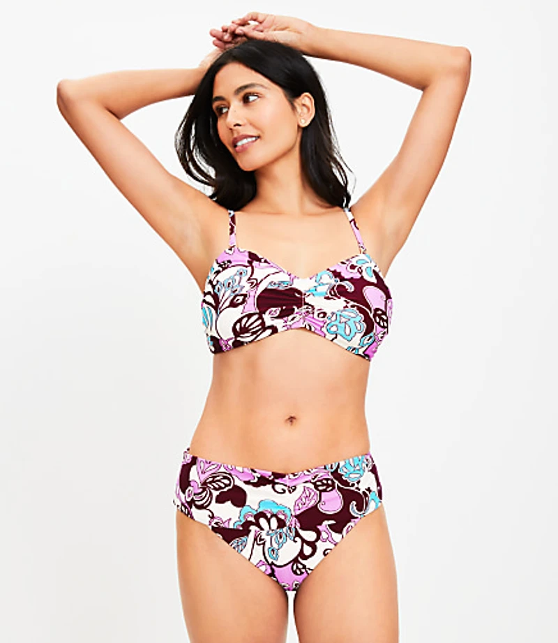 LOFT Beach Floral Shirred High Waist Bikini Bottom