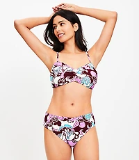 LOFT Beach Floral Shirred High Waist Bikini Bottom