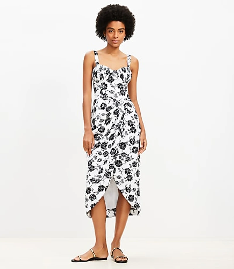 Garden Pleated Bustier Midi Dress
