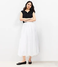 Poplin Ruched Bubble Midi Skirt