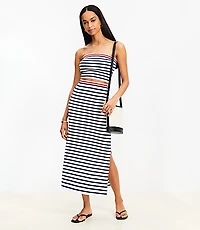 Stripe Ribbed Midi Sweater Skirt