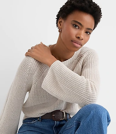 Linen Wide Sleeve Sweater