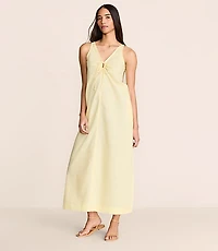 Lou & Grey Linen Cotton Tie Keyhole Maxi Pocket Dress