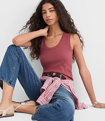 Perfect Ribbed Scoop Neck Tank Top