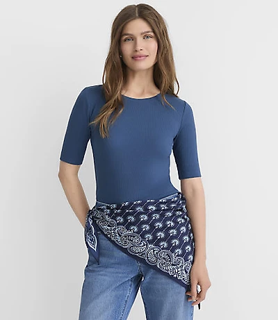 Petite Perfect Ribbed Elbow Sleeve Tee