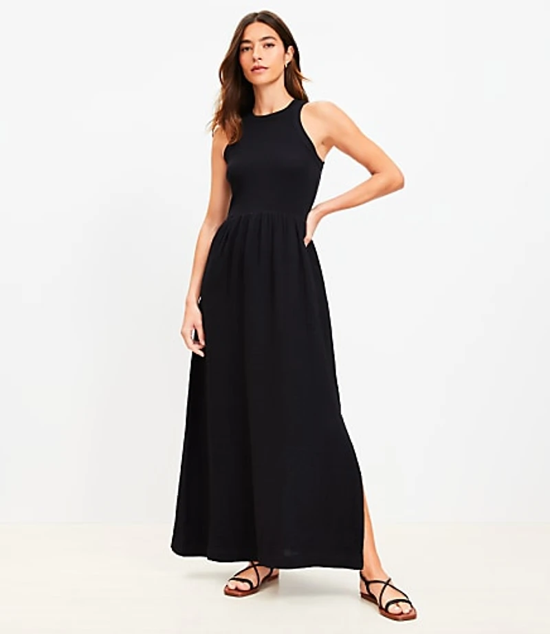 LOFT Beach Triple Cloth Mixed Media Maxi Pocket Dress