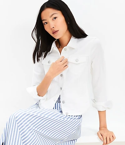 Petite Denim Trucker Jacket White