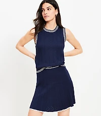 Pointelle Pleated Mini Sweater Skirt
