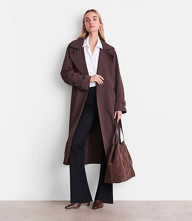 Petite LOFT Versa Crepe Drape Oversized Trench Coat