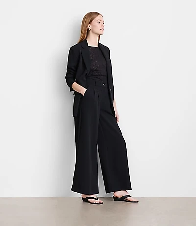 Petite LOFT Versa Crepe Drape Palazzo Pant
