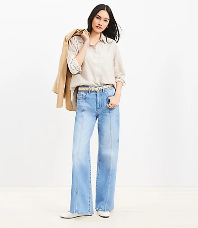 Seamed Wide Leg Jeans in Bright Authentic Indigo