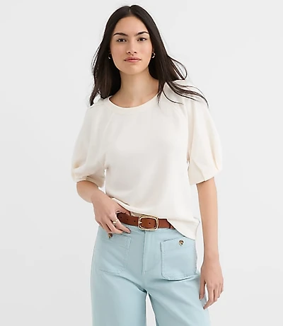 Pleated Puff Sleeve Sweatshirt