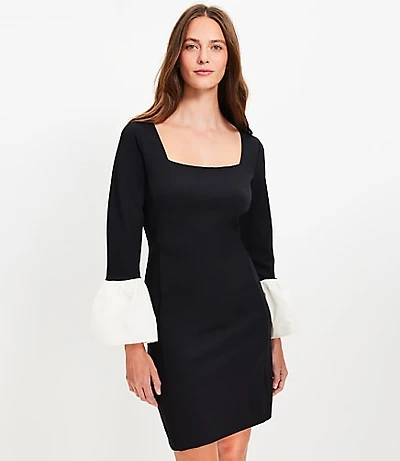 Flounce Cuff Ponte Mini Dress