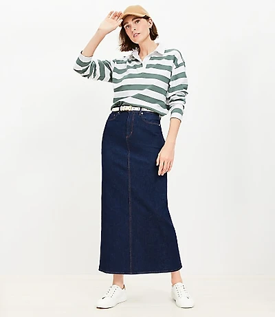 Denim Maxi Skirt in Rinse Wash