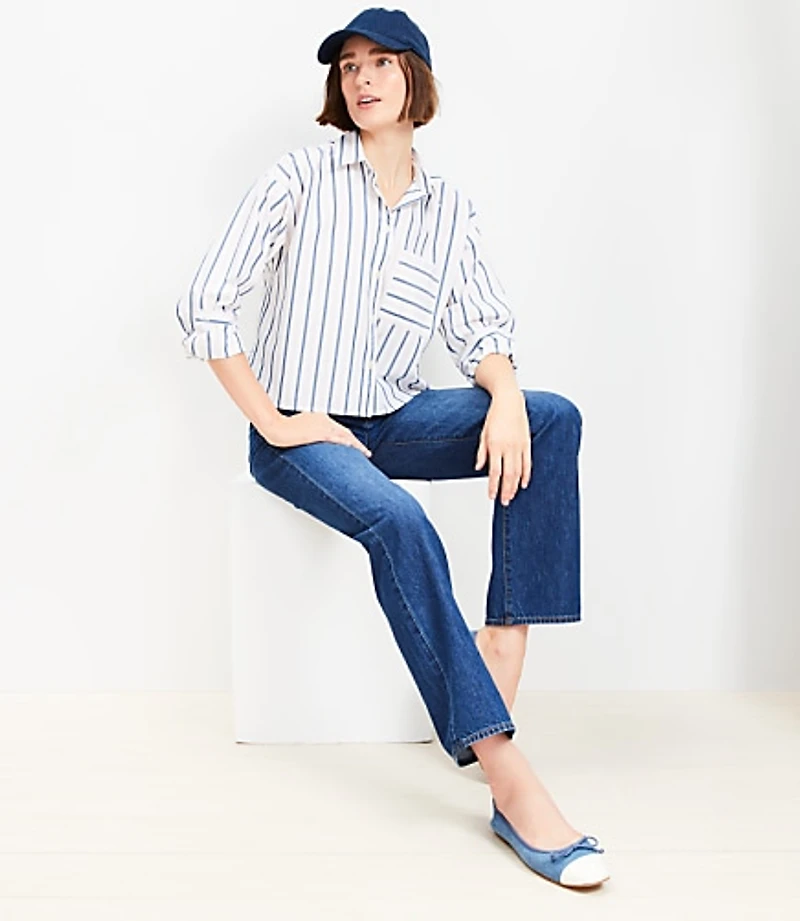 Petite Striped Poplin Modern Pocket Shirt