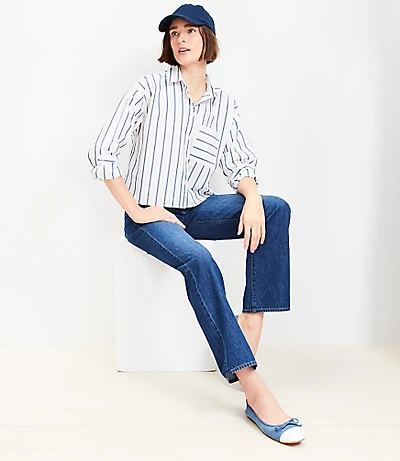 Petite Striped Poplin Modern Pocket Shirt