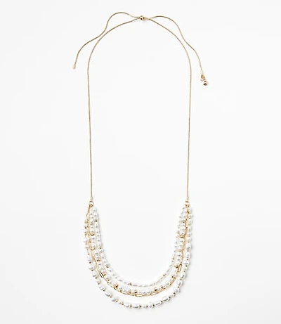 Pearlized Multistrand Pull Tie Necklace