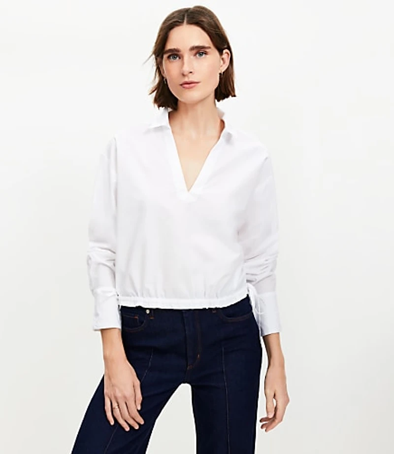 Petite Poplin Side Tie Shirt