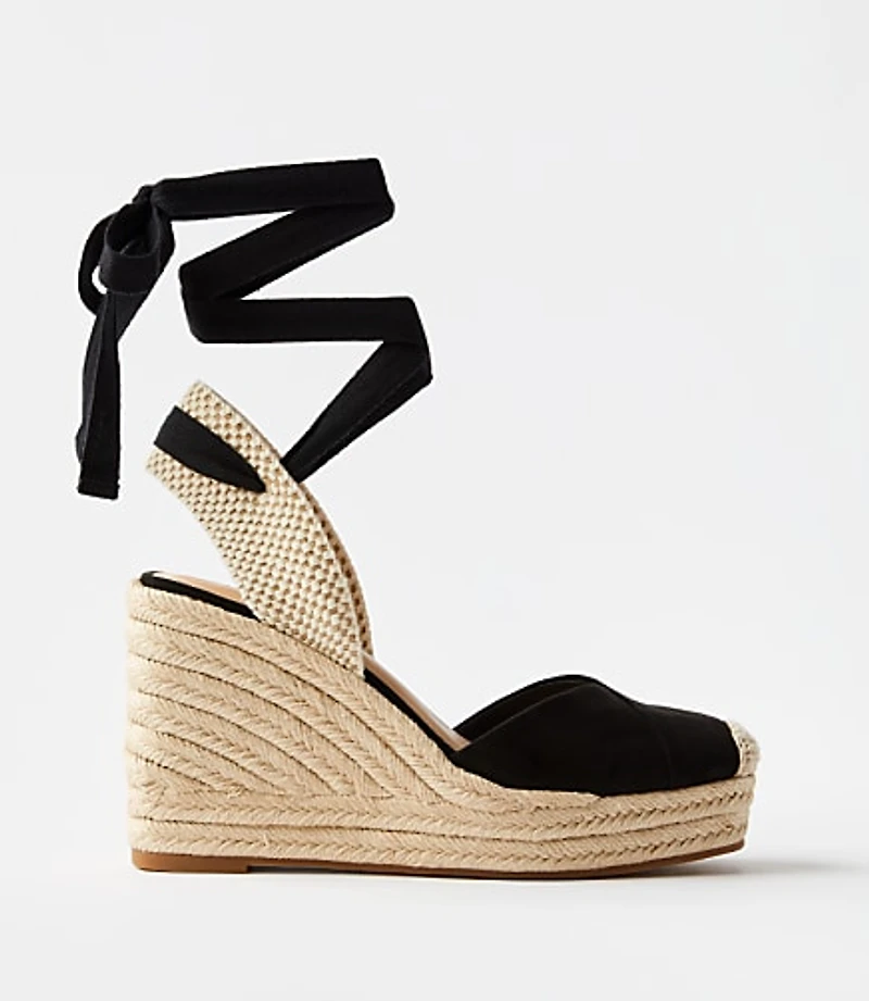 Lace Up Espadrille Wedges